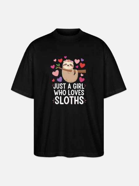 Nur ein Mädchen liebt Faultiere - Stanley/Stella Oversized Unisex Bio T-Shirt Blaster 2.0 - Schwarz
