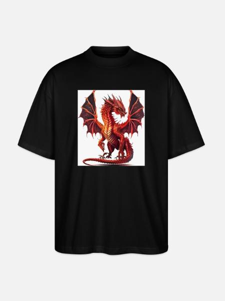 Feuerroter Drachen-Aquarell - Stanley/Stella Oversized Unisex Bio T-Shirt Blaster 2.0 - Schwarz