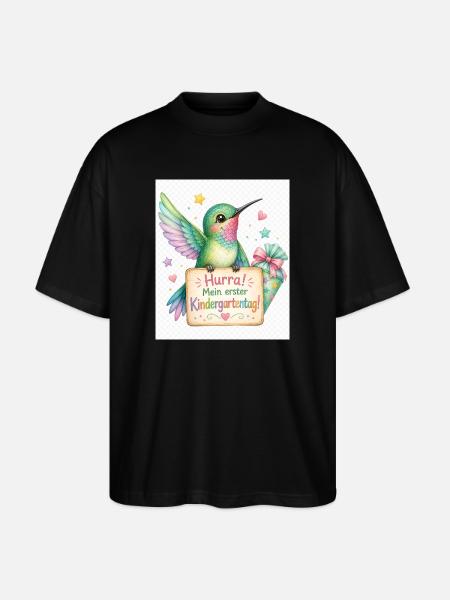 Hurra: Erster Kindergartenstart - Stanley/Stella Oversized Unisex Bio T-Shirt Blaster 2.0 - Schwarz