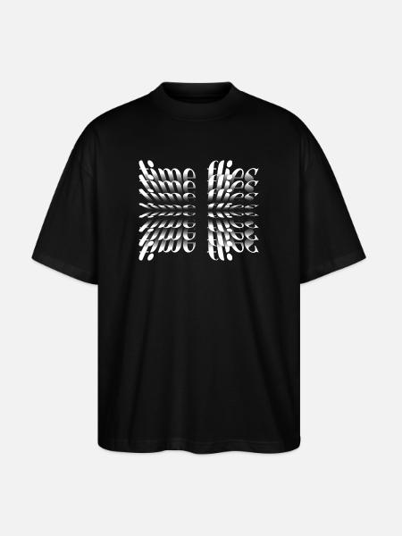 Motivation Shirt – Time Flies - Stanley/Stella Oversized Unisex Bio T-Shirt Blaster 2.0 - Schwarz