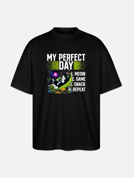 Gamer Gaming Cat Video Game - Stanley/Stella Oversized Unisex Organic T-shirt Blaster 2.0 - black
