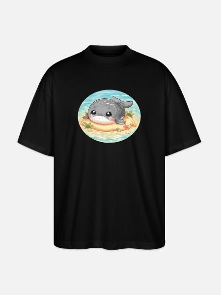 Wal auf Sandbank im Meer - Stanley/Stella Oversized Unisex Bio T-Shirt Blaster 2.0 - Schwarz
