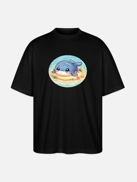 Wal auf Sandbank im Meer - Stanley/Stella Oversized Unisex Bio T-Shirt Blaster 2.0 - Schwarz