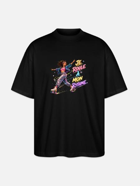 Rythme Neon en Roller - T-shirt bio Blaster 2.0 coupe oversize Stanley/Stella Unisexe - noir
