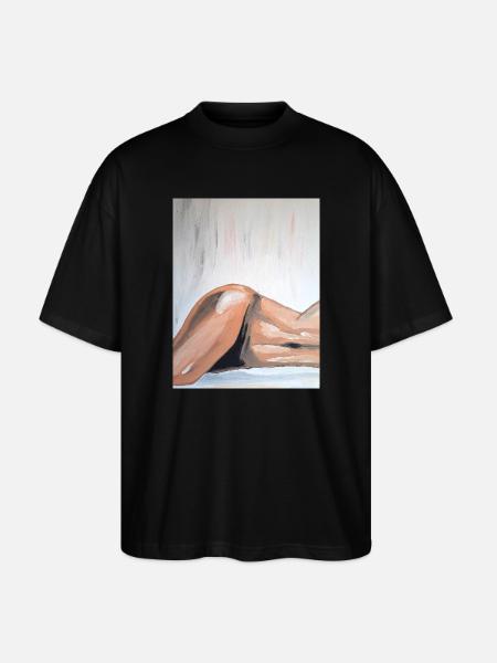 Impressionist Nude Lying Down - Stanley/Stella Oversized Unisex Organic T-shirt Blaster 2.0 - black