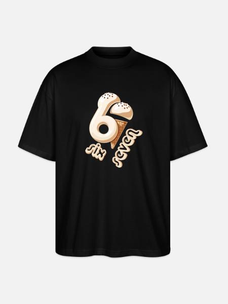 67 Sixth Birthday IceCream Cone - Stanley/Stella Oversized Unisex Organic T-shirt Blaster 2.0 - black