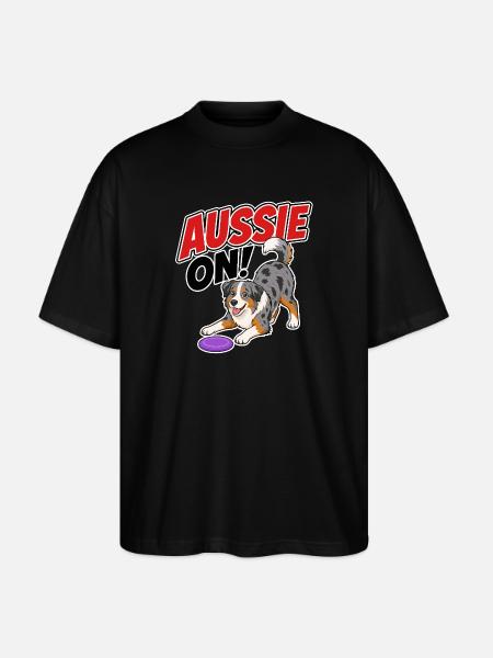 Aussie On! Playful Frisb Dog - Stanley/Stella Oversized Unisex Organic T-shirt Blaster 2.0 - black