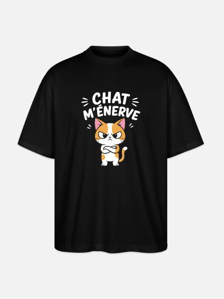 Chat énervé cartoon - T-shirt bio Blaster 2.0 coupe oversize Stanley/Stella Unisexe - noir