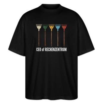 Support informatique Roue de la fortune Service Desk d’assistance informatique Nerd - T-shirt bio Blaster 2.0 coupe oversize Stanley/Stella Unisexe - noir - Devant - Alina (178cm) & Michal (187cm)