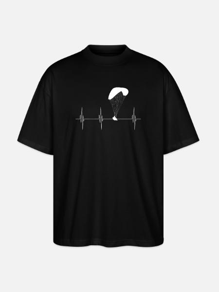 Heartbeat paraglider - Stanley/Stella Oversized Unisex Organic T-shirt Blaster 2.0 - black