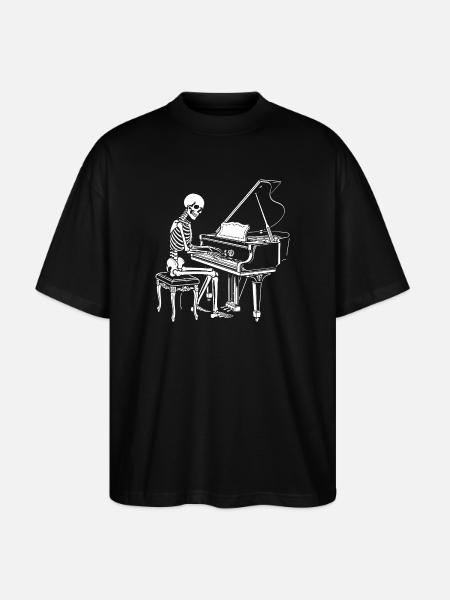 Skeleton playing piano - Stanley/Stella Oversized Unisex Organic T-shirt Blaster 2.0 - black