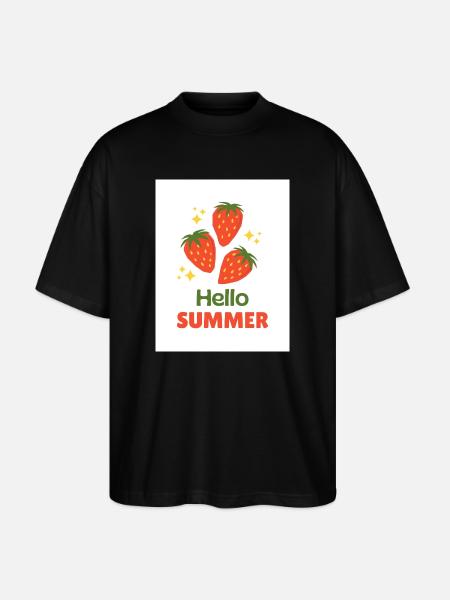 Hello Summer Strawberries - Stanley/Stella Oversized Unisex Organic T-shirt Blaster 2.0 - black