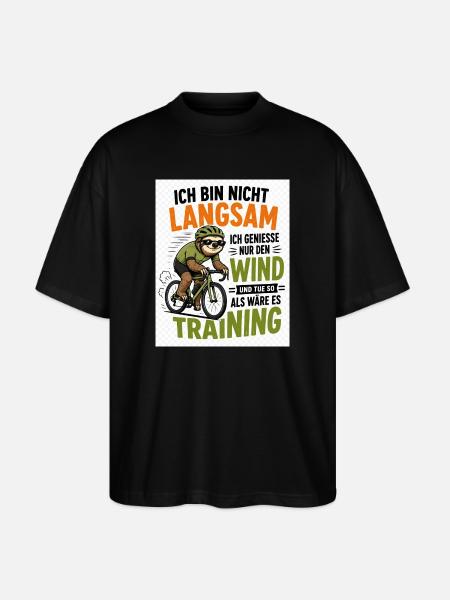 Faultier auf Fahrrad - Stanley/Stella Oversized Unisex Bio T-Shirt Blaster 2.0 - Schwarz