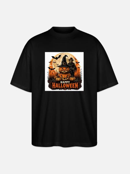 Halloween Night Pumpkins - Stanley/Stella Oversized Unisex Organic T-shirt Blaster 2.0 - black