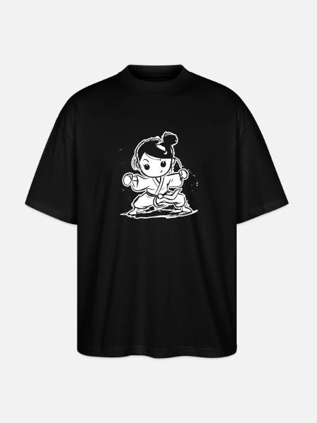 Karate Mädchen Cartoon Look - Stanley/Stella Oversized Unisex Bio T-Shirt Blaster 2.0 - Schwarz
