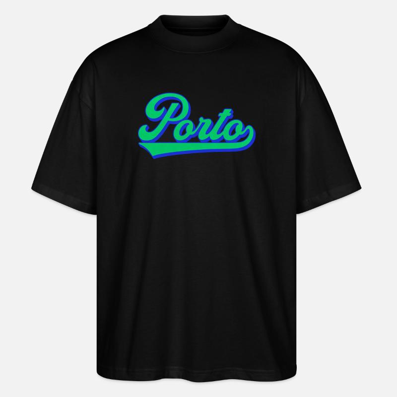 Porto Neon Script Rétro - T-shirt bio Blaster 2.0 coupe oversize Stanley/Stella Unisexe - noir