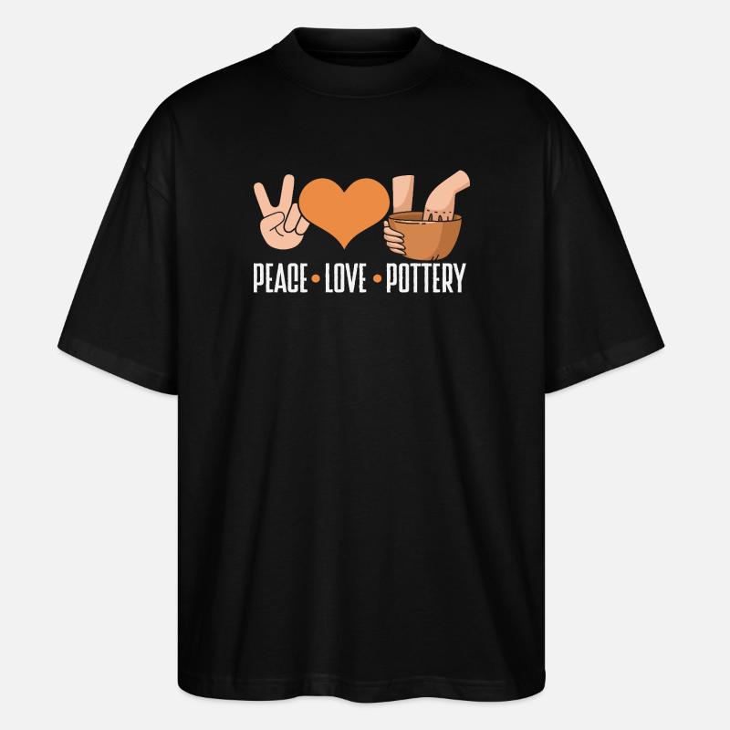 Frieden Liebe Keramik Kunst Fans - Stanley/Stella Oversized Unisex Bio T-Shirt Blaster 2.0 - Schwarz