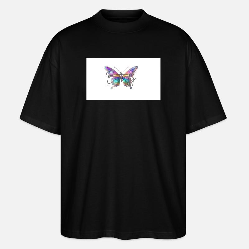 Bunter Schmetterling mit Wasserfarben-Effekt - Stanley/Stella Oversized Unisex Bio T-Shirt Blaster 2.0 - Schwarz