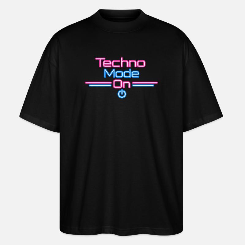 Techno Mode Neon On - Stanley/Stella Oversized Unisex Organic T-shirt Blaster 2.0 - black