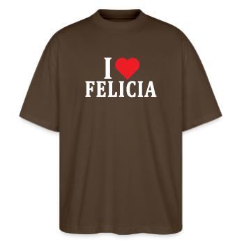 t-shirt I love Felicia t-shirt gift idea - Stanley/Stella Oversized Unisex Organic T-shirt Blaster 2.0 - mocha - Front - Alina (178cm) & Michal (187cm)