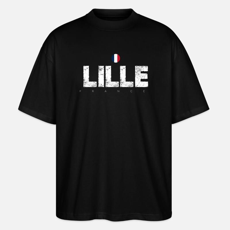 Lille Frankreich Distressed Typografie - Stanley/Stella Oversized Unisex Bio T-Shirt Blaster 2.0 - Schwarz