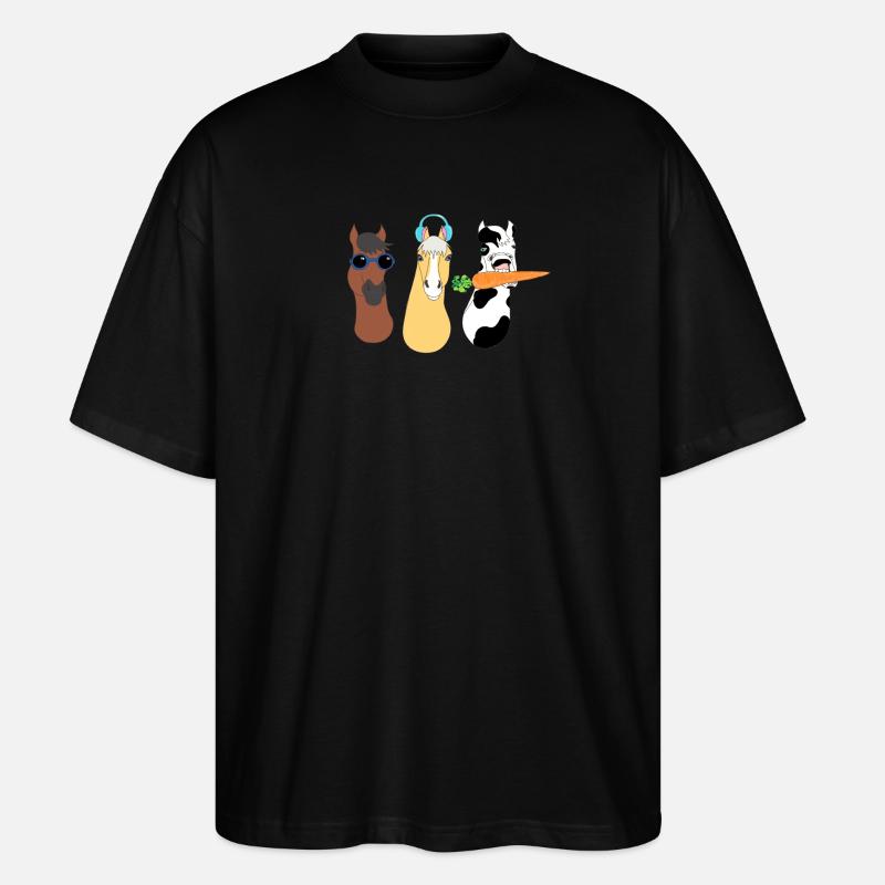 Funky Tierdesign mit bunten Accessoires - Stanley/Stella Oversized Unisex Bio T-Shirt Blaster 2.0 - Schwarz