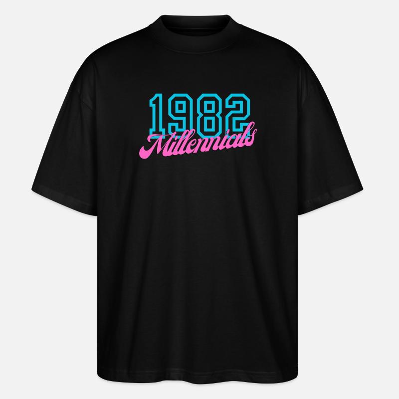 1982 Millennial Retro Numeric Design - T-shirt bio Blaster 2.0 coupe oversize Stanley/Stella Unisexe - noir
