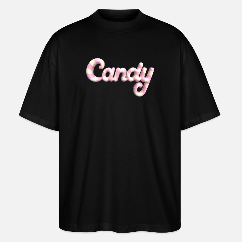 Candy Lettering - Rendu 3D style Candy - T-shirt bio Blaster 2.0 coupe oversize Stanley/Stella Unisexe - noir
