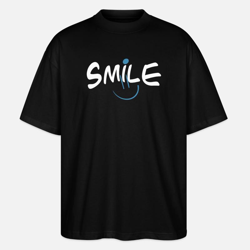 Fröhliches Smile mit Farbklecks - Stanley/Stella Oversized Unisex Bio T-Shirt Blaster 2.0 - Schwarz