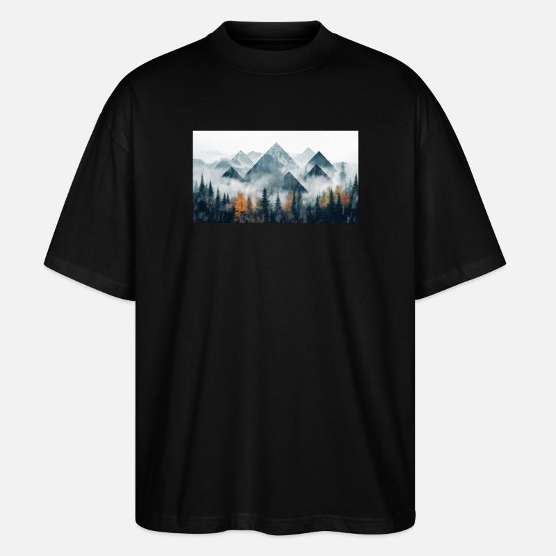 Wald Berge - Stanley/Stella Oversized Unisex Bio T-Shirt Blaster 2.0 - Schwarz