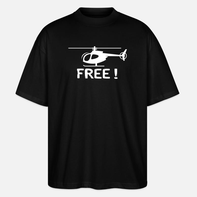 Helikopter Design – Fly Free! - Stanley/Stella Oversized Unisex Bio T-Shirt Blaster 2.0 - Schwarz