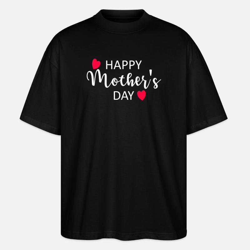 Happy Mother's Day Script Hearts - Stanley/Stella Oversized Unisex Bio T-Shirt Blaster 2.0 - Schwarz