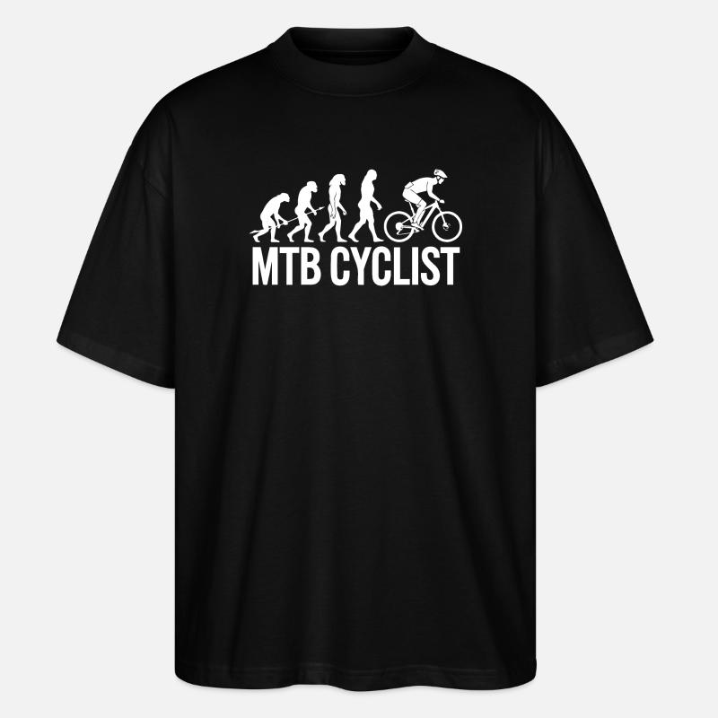 Evolution einer MTB-Radfahrer-Silhouette - Stanley/Stella Oversized Unisex Bio T-Shirt Blaster 2.0 - Schwarz