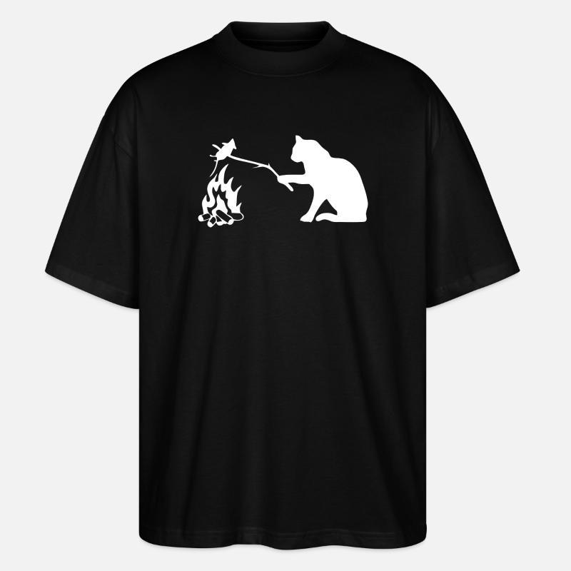 Silent Observer Cat by Campfire - Stanley/Stella Oversized Unisex Organic T-shirt Blaster 2.0 - black