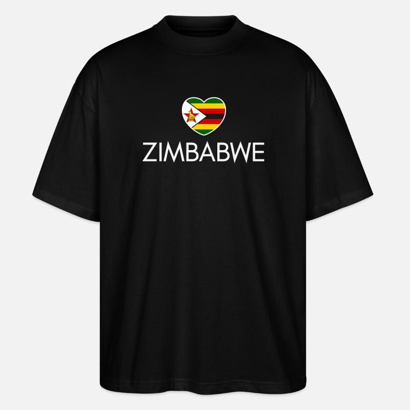 Ich liebe Simbabwe, Herz Simbabwe - Stanley/Stella Oversized Unisex Bio T-Shirt Blaster 2.0 - Schwarz