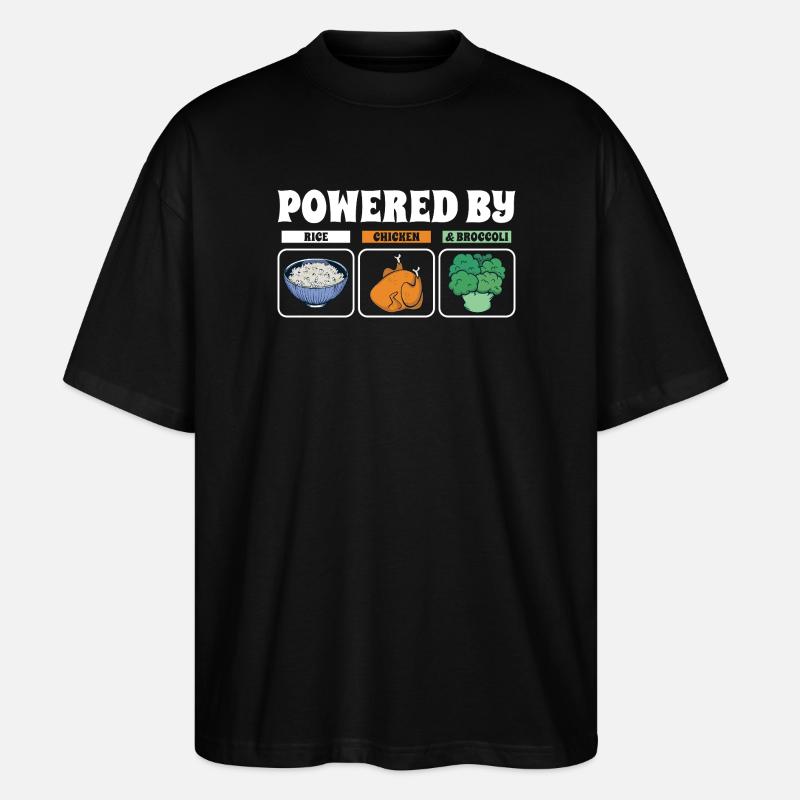 Propulsé par Rice Chicken Broccoli - T-shirt bio Blaster 2.0 coupe oversize Stanley/Stella Unisexe - noir