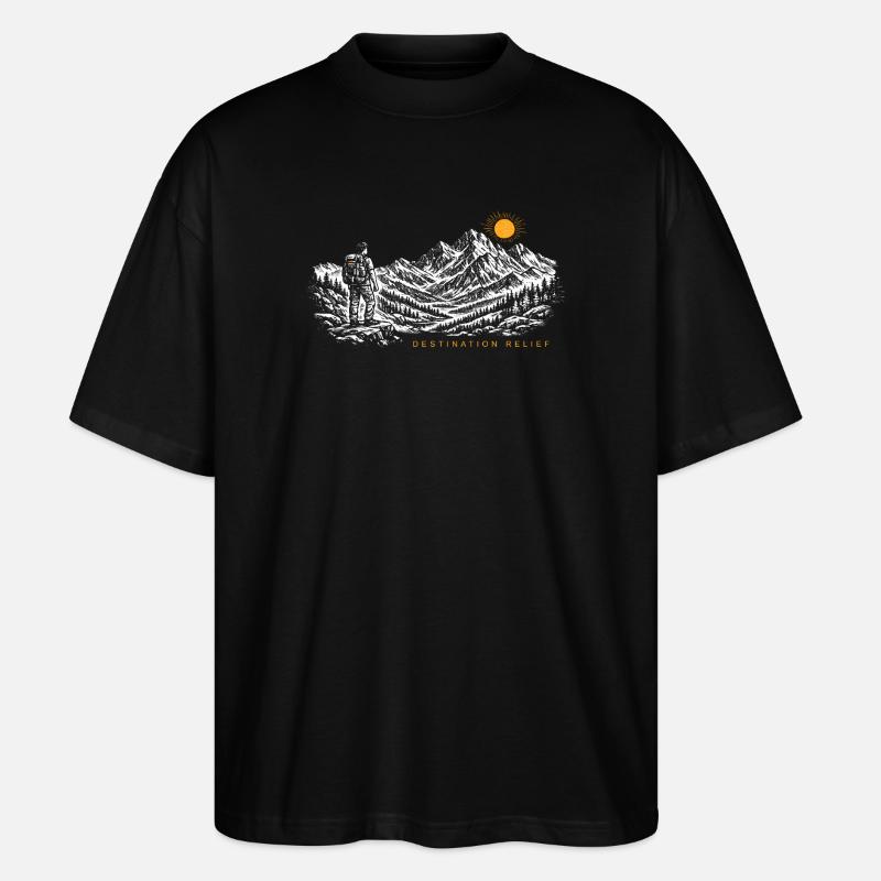 Hiker Sunrise Destination Relief Light - Stanley/Stella Oversized Unisex Organic T-shirt Blaster 2.0 - black