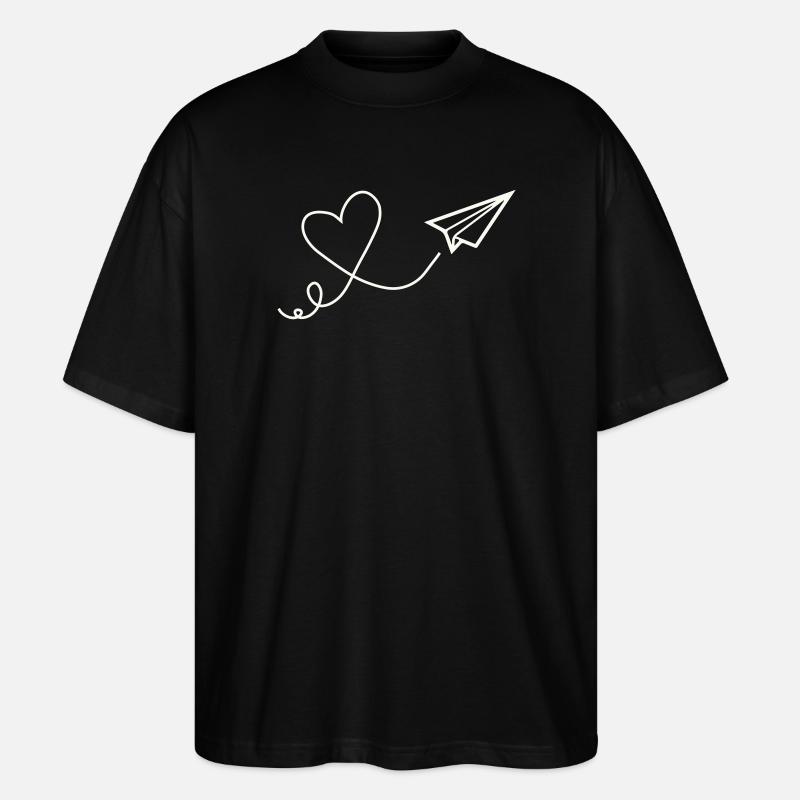 Dessin au trait Herzflug - T-shirt bio Blaster 2.0 coupe oversize Stanley/Stella Unisexe - noir