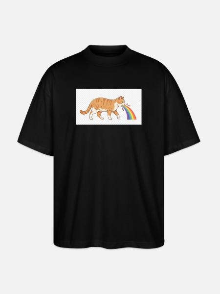 Katzenspuckender Regenbogen - Stanley/Stella Oversized Unisex Bio T-Shirt Blaster 2.0 - Schwarz