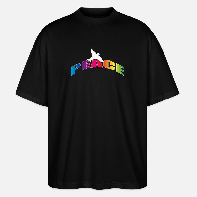Peace mit Taube Regenbogenfarben - Stanley/Stella Oversized Unisex Bio T-Shirt Blaster 2.0 - Schwarz