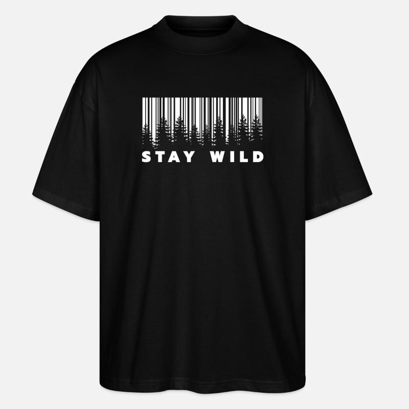 Stay Wild Forest Barcode - Stanley/Stella Oversized Unisex Organic T-shirt Blaster 2.0 - black