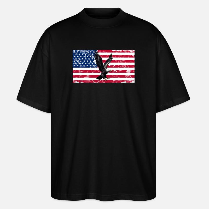 Liberty Eagle over US flag - Stanley/Stella Oversized Unisex Organic T-shirt Blaster 2.0 - black