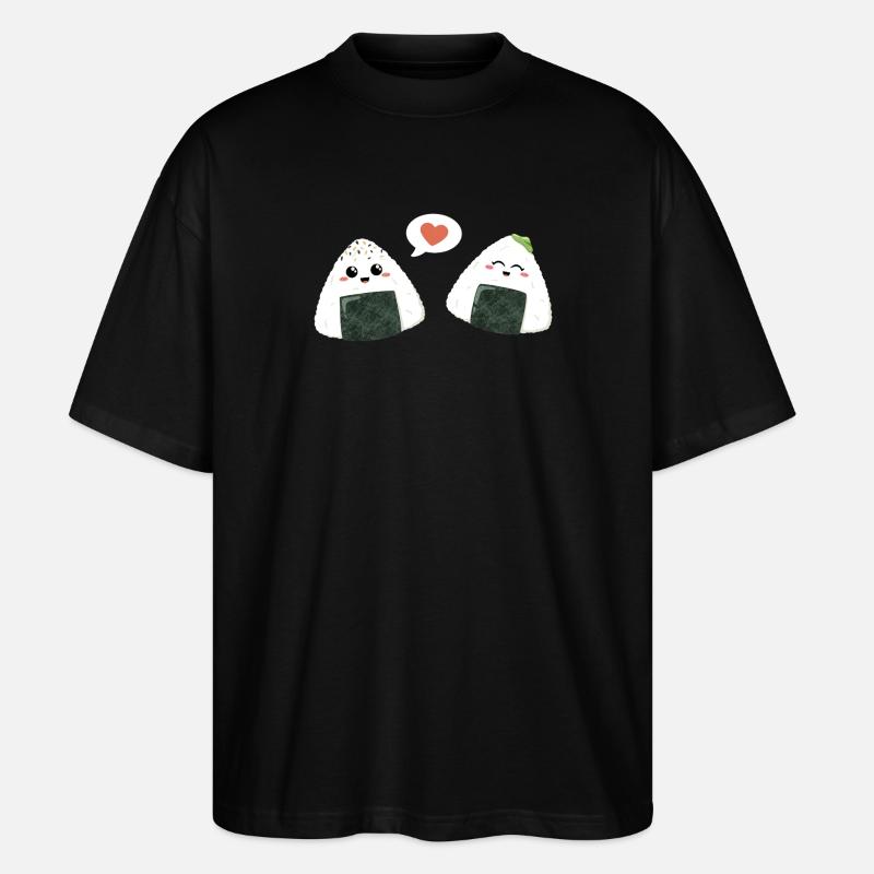 Onigiri Pärchen Liebe - Stanley/Stella Oversized Unisex Bio T-Shirt Blaster 2.0 - Schwarz