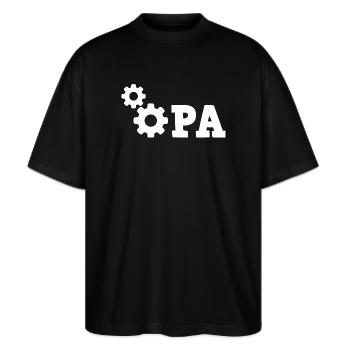 Grandpa Gear Repair - Mechanic Repair Car - Stanley/Stella Oversized Unisex Organic T-shirt Blaster 2.0 - black - Front - Alina (178cm) & Michal (187cm)