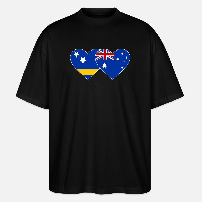 Curacao_Australien_Flagge_Herz - Stanley/Stella Oversized Unisex Bio T-Shirt Blaster 2.0 - Schwarz