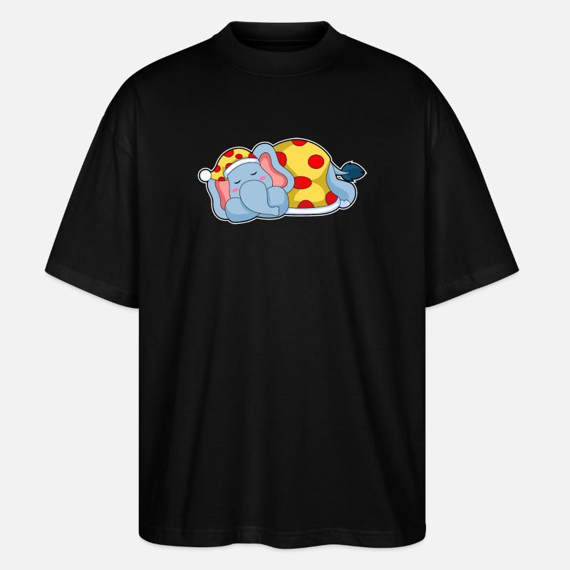 Elefant Schlafen Schlafanzug - Stanley/Stella Oversized Unisex Bio T-Shirt Blaster 2.0 - Schwarz