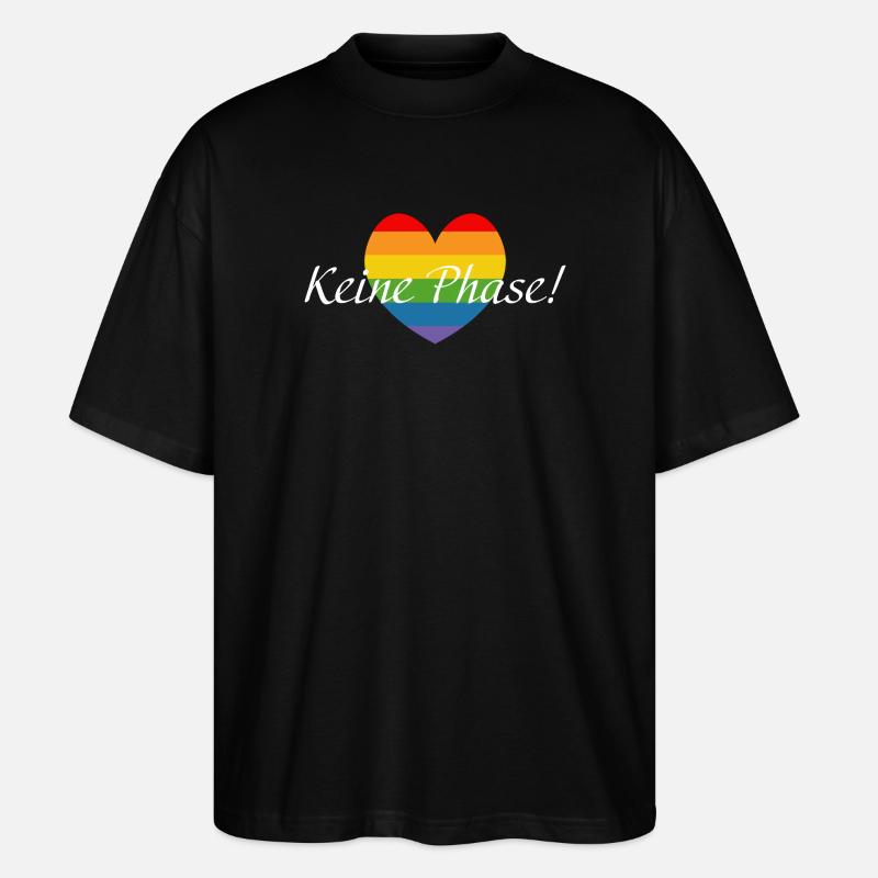 Regenbogenherzchen LGBTQ Keine Phase - Stanley/Stella Oversized Unisex Bio T-Shirt Blaster 2.0 - Schwarz