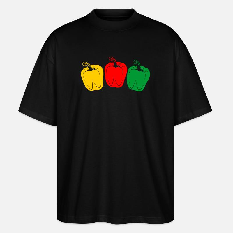 Drei Farben Paprika - Stanley/Stella Oversized Unisex Bio T-Shirt Blaster 2.0 - Schwarz