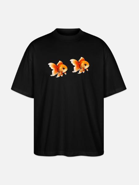Two Goldfish Pairs Illustration - Stanley/Stella Oversized Unisex Organic T-shirt Blaster 2.0 - black