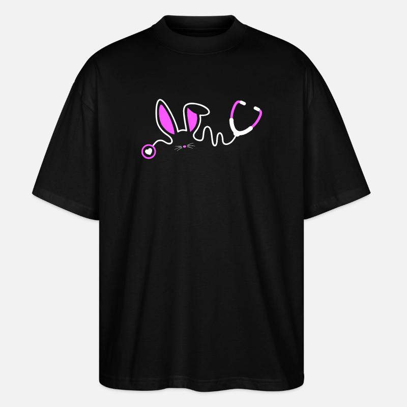 Stethoscope Bunny Whimsy - Stanley/Stella Oversized Unisex Bio T-Shirt Blaster 2.0 - Schwarz